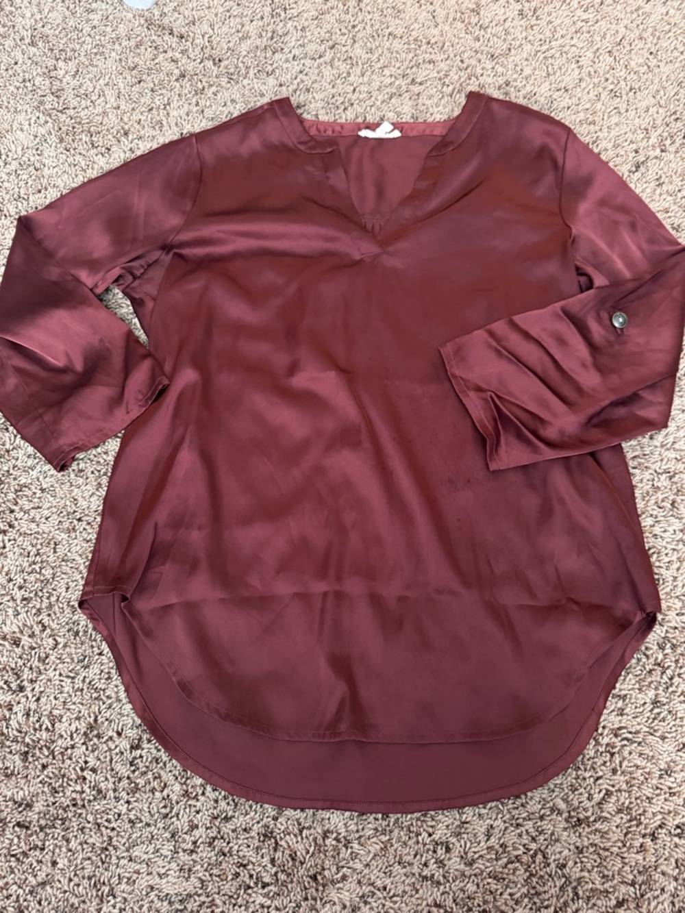 Maurices Satin V-Neck Long Sleeve Tunic - Wine